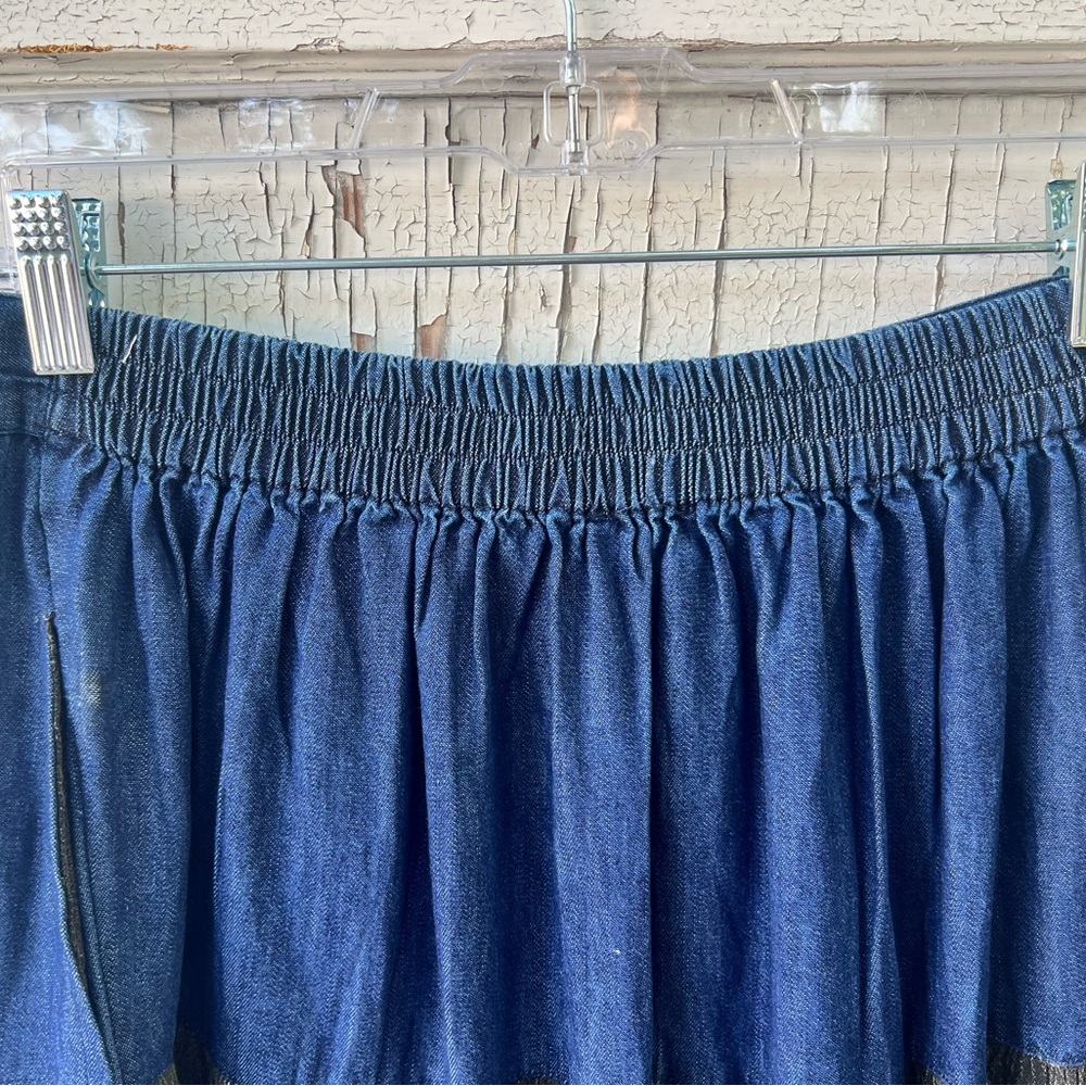 Young Threads Boho Prairie Skirt Soft Tiered Denim - Picture 4 of 6